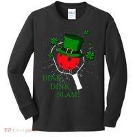 Pickleball St Patricks Day Leprechaun Dink Dink Slam Kids Long Sleeve Shirt thumb 0