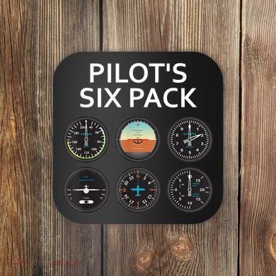 Pilot's Six Pack Funny Aviation Coaster