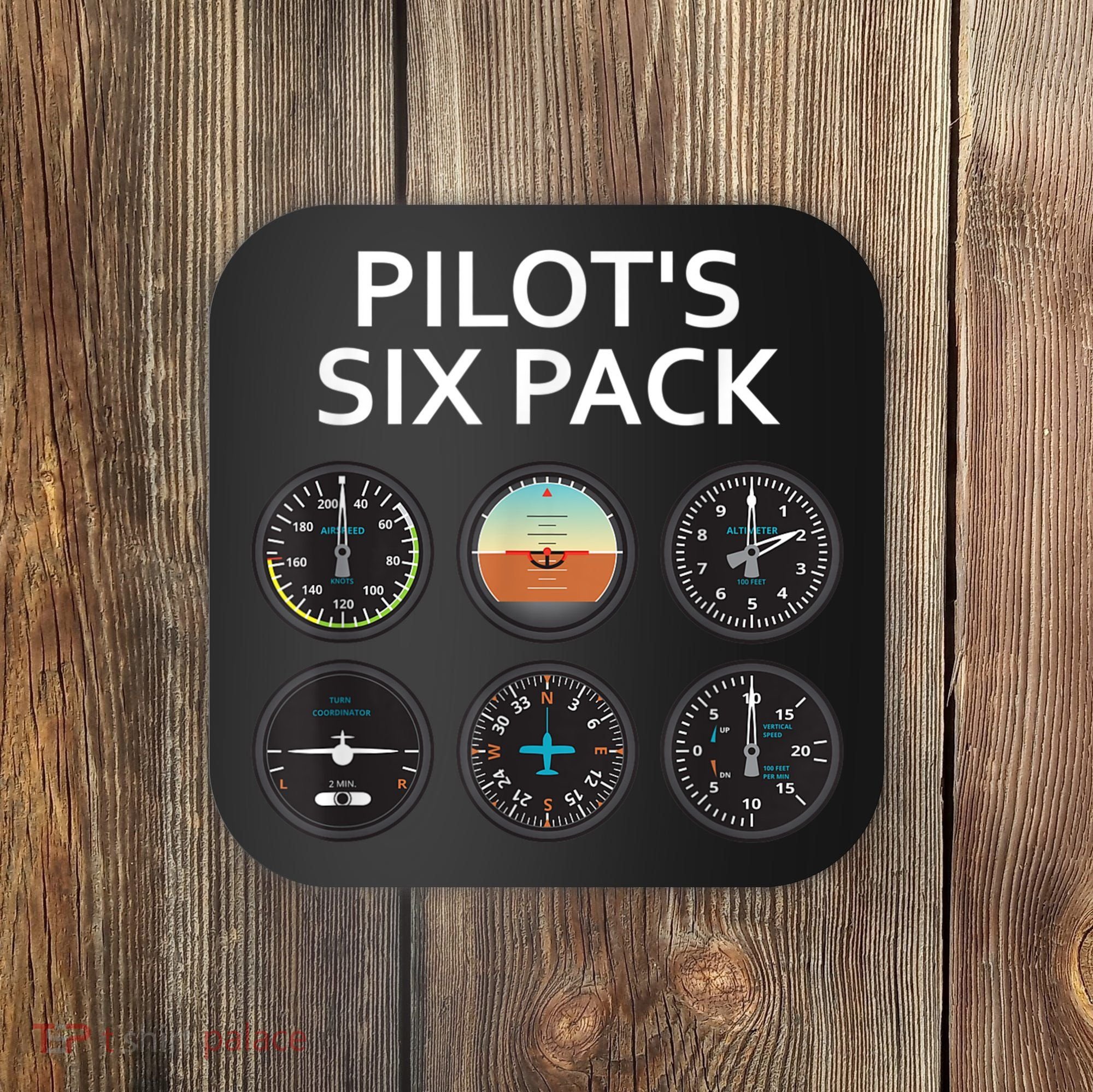 Pilot's Six Pack Funny Aviation Coaster