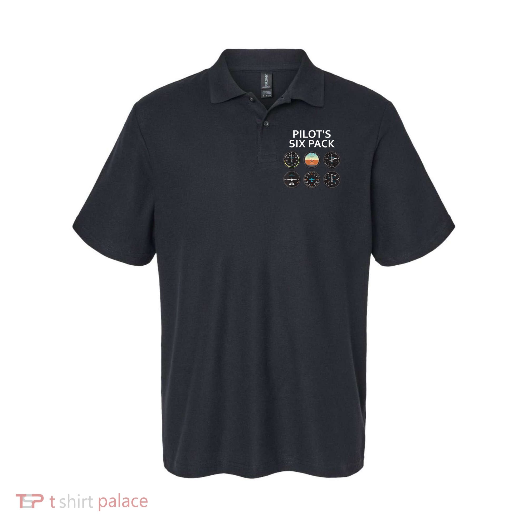 Pilot's Six Pack Funny Aviation Polo