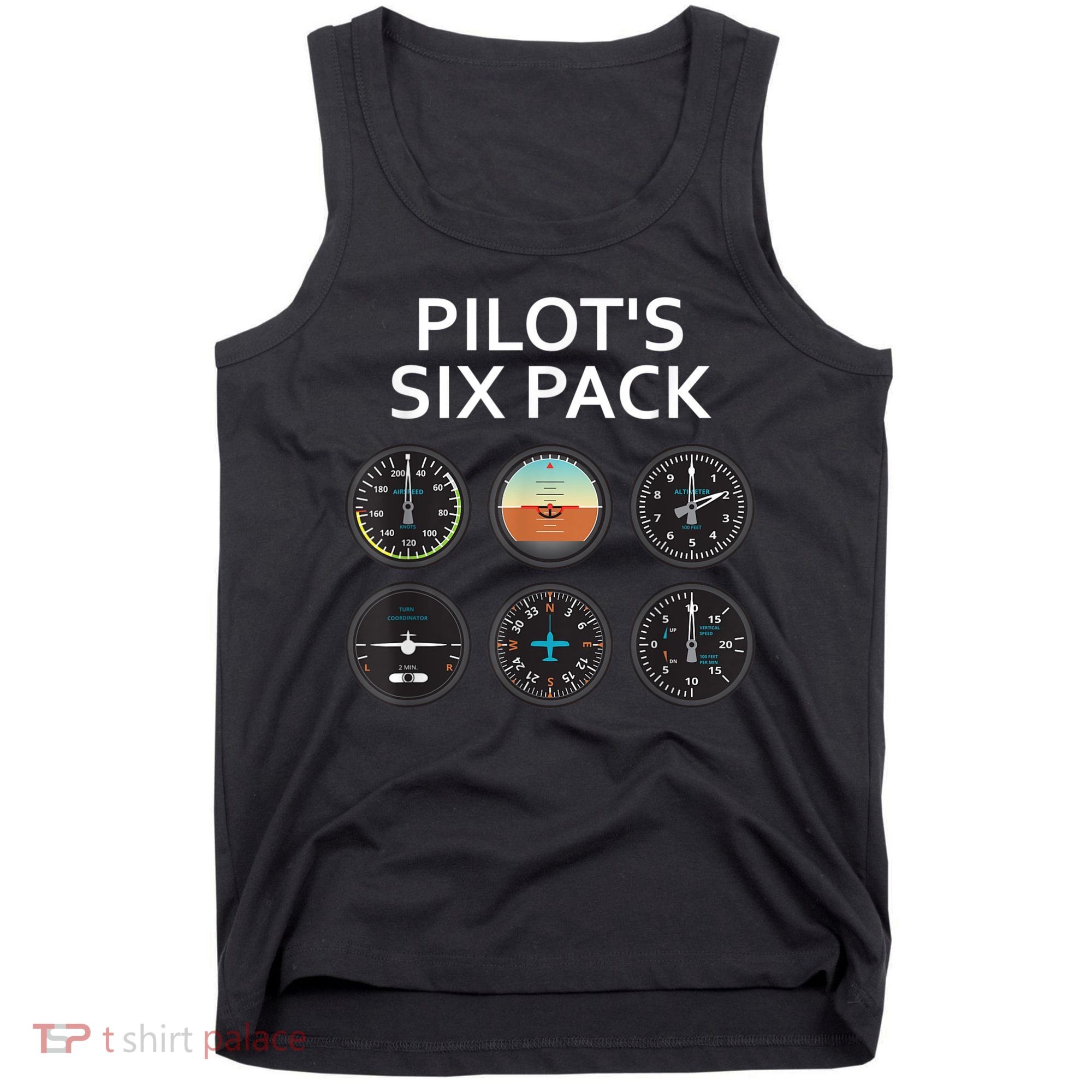 Pilot's Six Pack Funny Aviation Tank Top