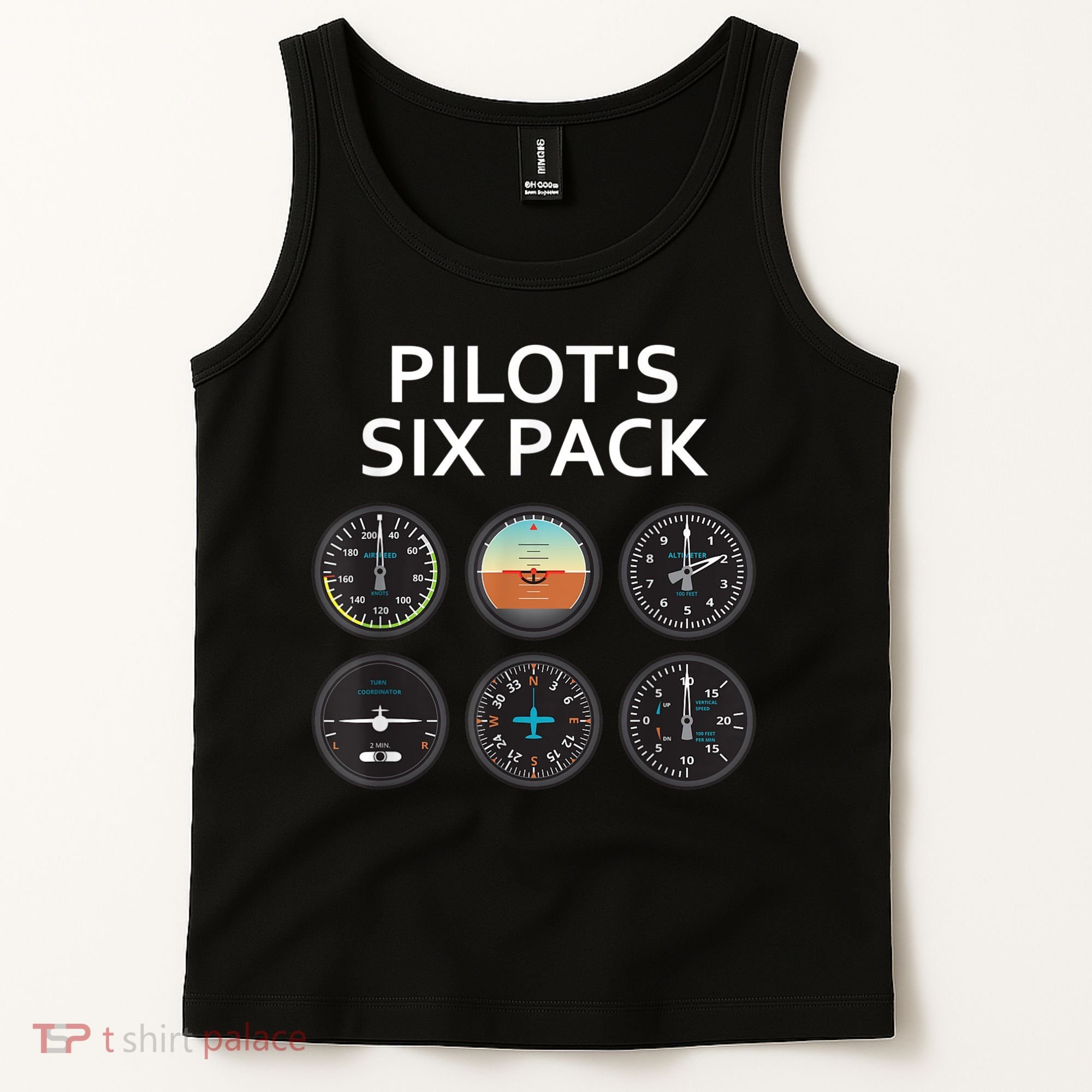 Pilot's Six Pack Funny Aviation Tank Top