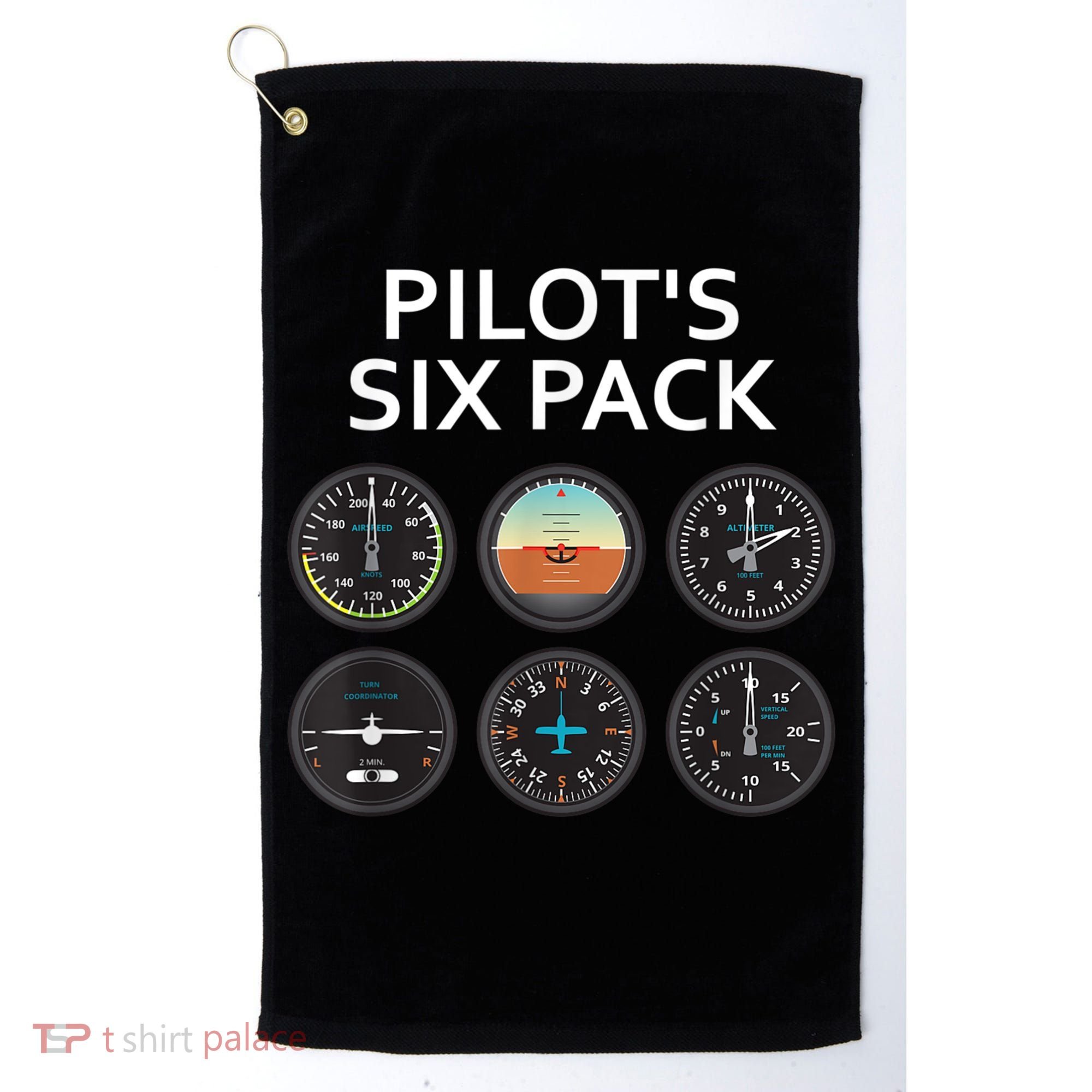 Pilot's Six Pack Funny Aviation Golf Towel