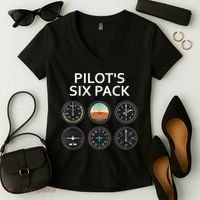 Pilot's Six Pack Funny Aviation Women's V-Neck T-Shirt thumb 2