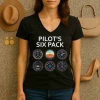 Pilot's Six Pack Funny Aviation Women's V-Neck T-Shirt thumb 3