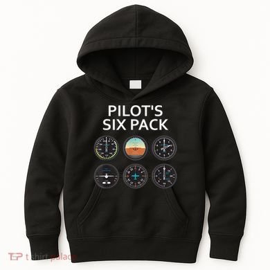 Pilot's Six Pack Funny Aviation Kids Hoodie