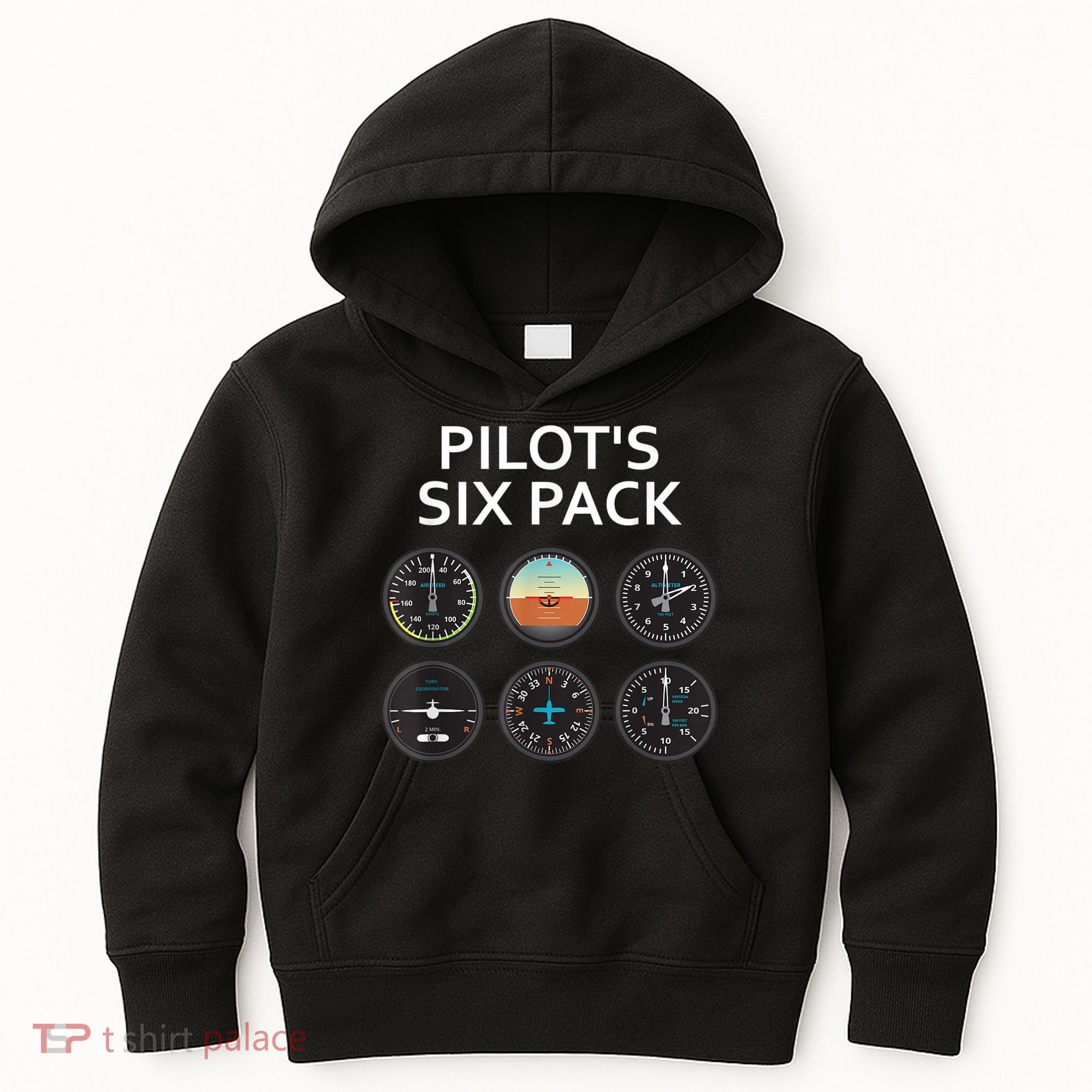 Pilot's Six Pack Funny Aviation Kids Hoodie