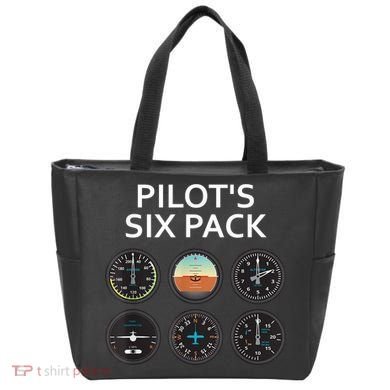 Pilot's Six Pack Funny Aviation Tote Bag