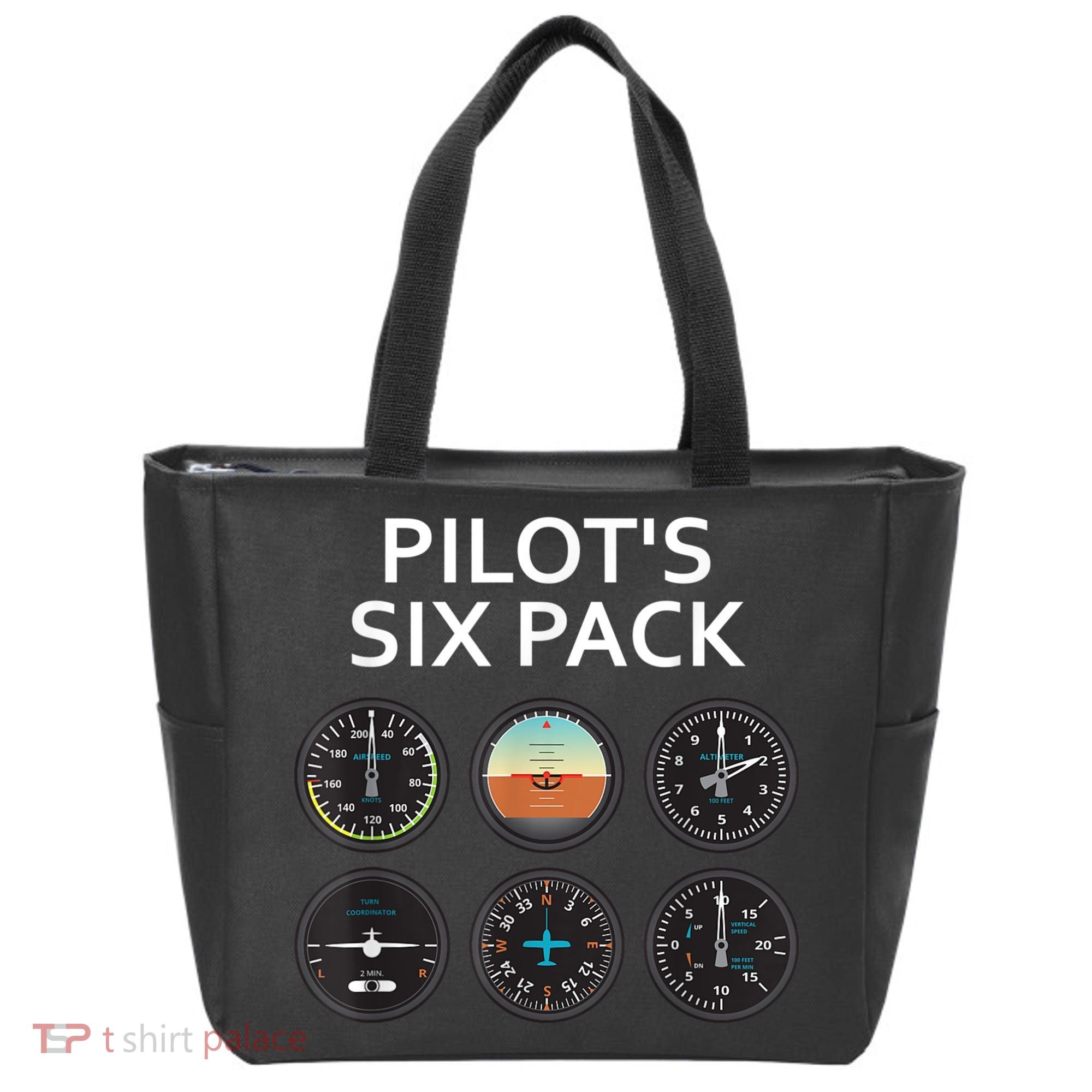 Pilot's Six Pack Funny Aviation Tote Bag