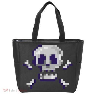 Pixelated Skull Tote Bag