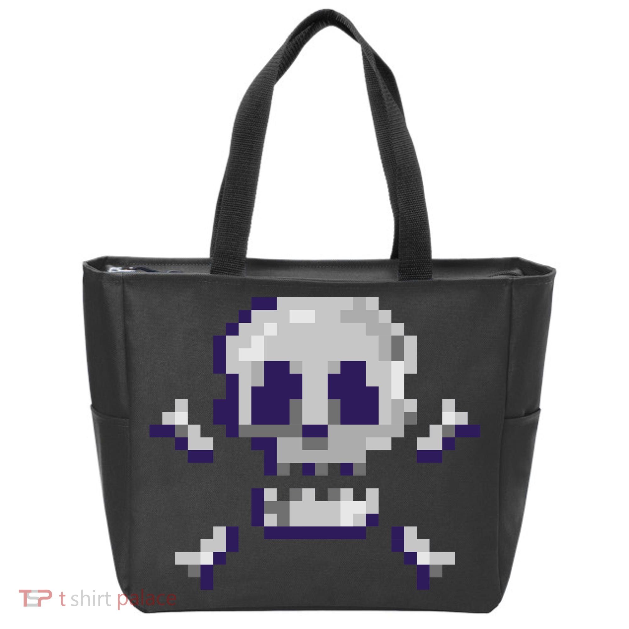 Pixelated Skull Tote Bag