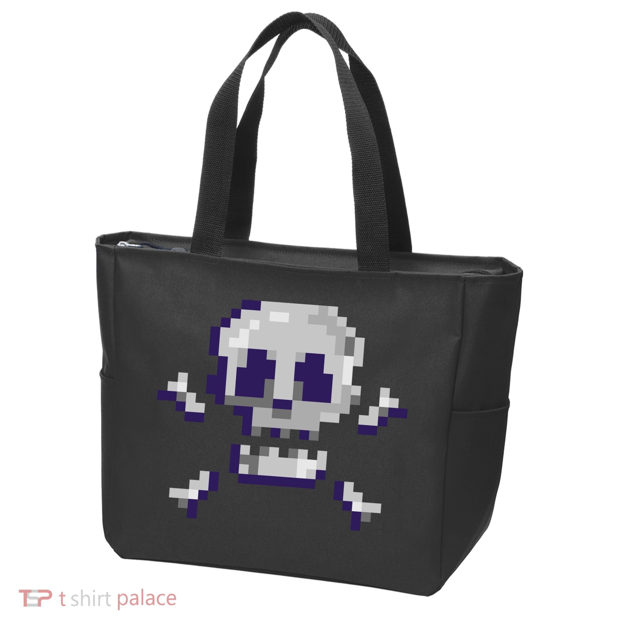 Pixelated Skull Tote Bag