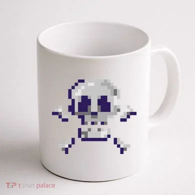 Pixelated Skull Coffee Mug back