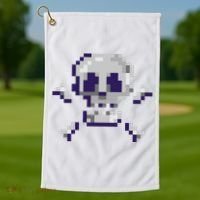 Pixelated Skull Golf Towel thumb 1