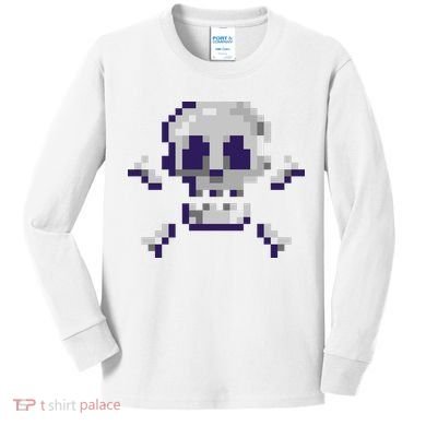 Pixelated Skull Kids Long Sleeve Shirt