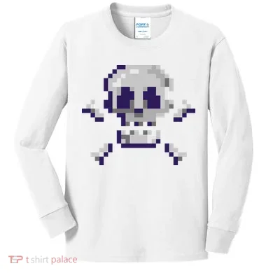 Pixelated Skull Kids Long Sleeve Shirt