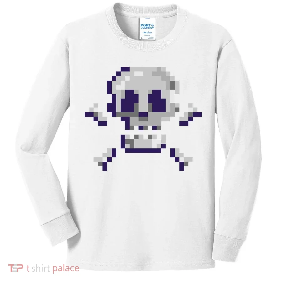 Pixelated Skull Kids Long Sleeve Shirt