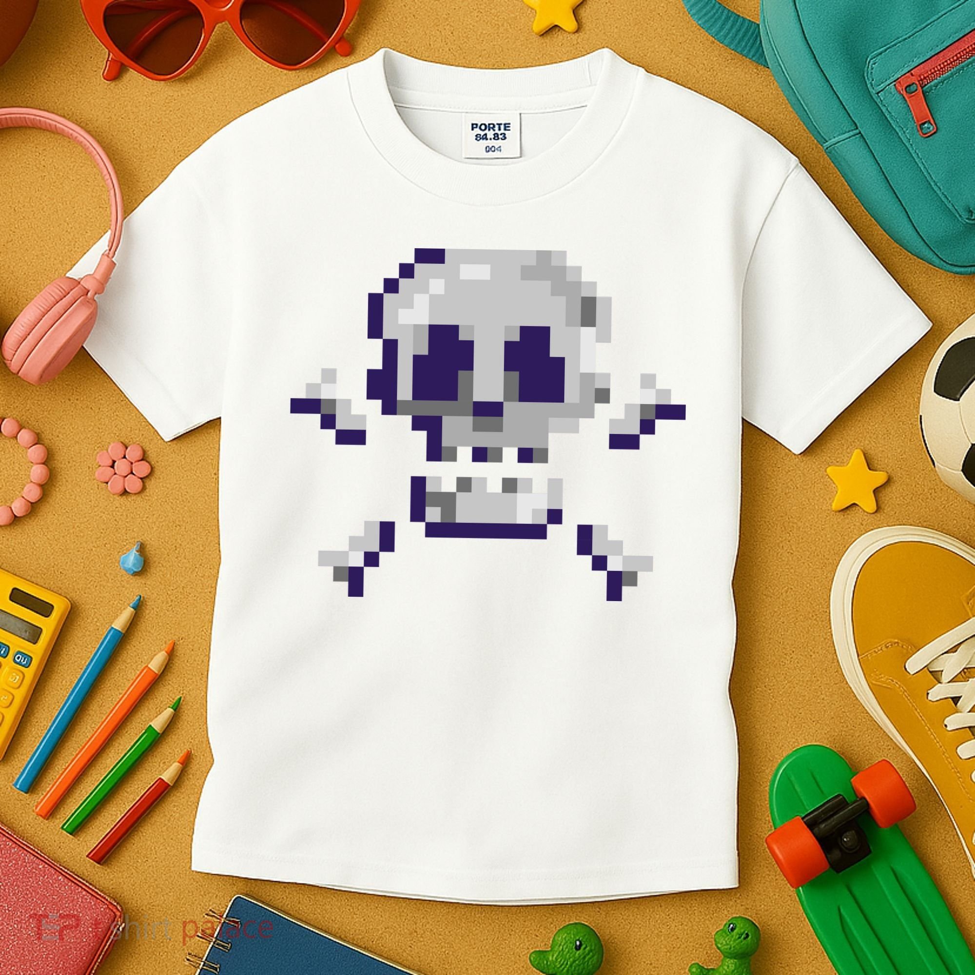 Pixelated Skull Kids T-Shirt