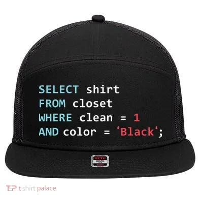 Programmer SQL Query Geek Database Coding 7 Panel Mesh Trucker Snapback Hat
