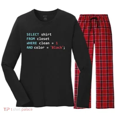 Programmer SQL Query Geek Database Coding Women's Long Sleeve Flannel Pajama Set