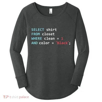 Programmer SQL Query Geek Database Coding Women's Perfect Tri Tunic Long Sleeve Shirt