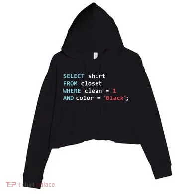 Programmer SQL Query Geek Database Coding Crop Fleece Hoodie