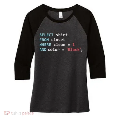 Programmer SQL Query Geek Database Coding Women's Tri-Blend 3/4-Sleeve Raglan Shirt