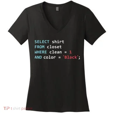 Programmer SQL Query Geek Database Coding Women's V-Neck T-Shirt