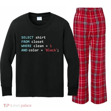 Programmer SQL Query Geek Database Coding Kids Long Sleeve Plaid Pajama Set