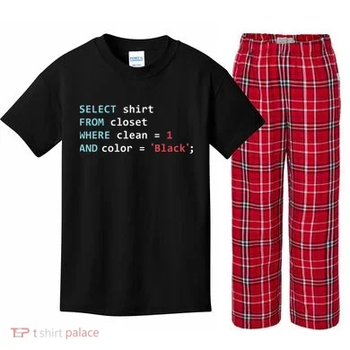 Programmer SQL Query Geek Database Coding Kids Plaid Pajama Set