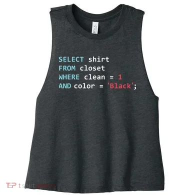 Programmer SQL Query Geek Database Coding Women's Racerback Cropped Tank