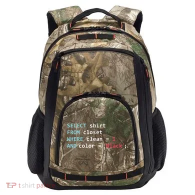 Programmer SQL Query Geek Database Coding Camo Xtreme Backpack