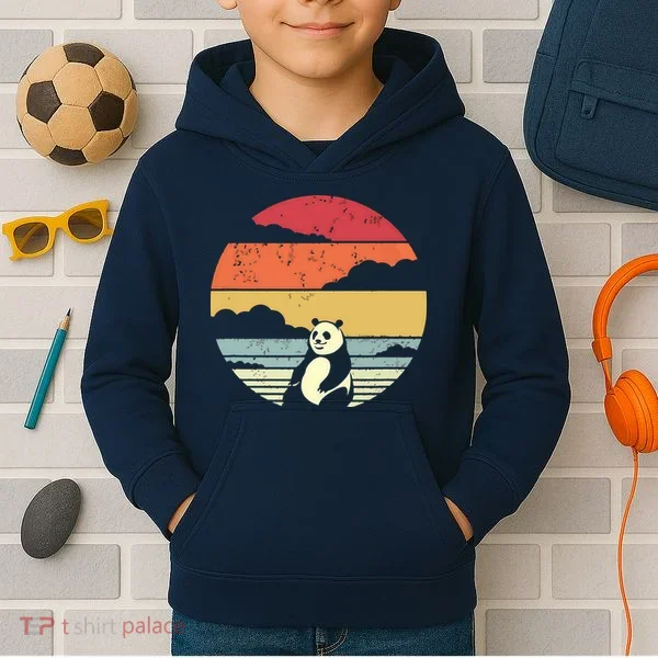 Panda Shirts Retro Style Kids Hoodie