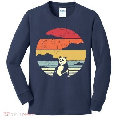 Panda Shirts Retro Style Kids Long Sleeve Shirt
