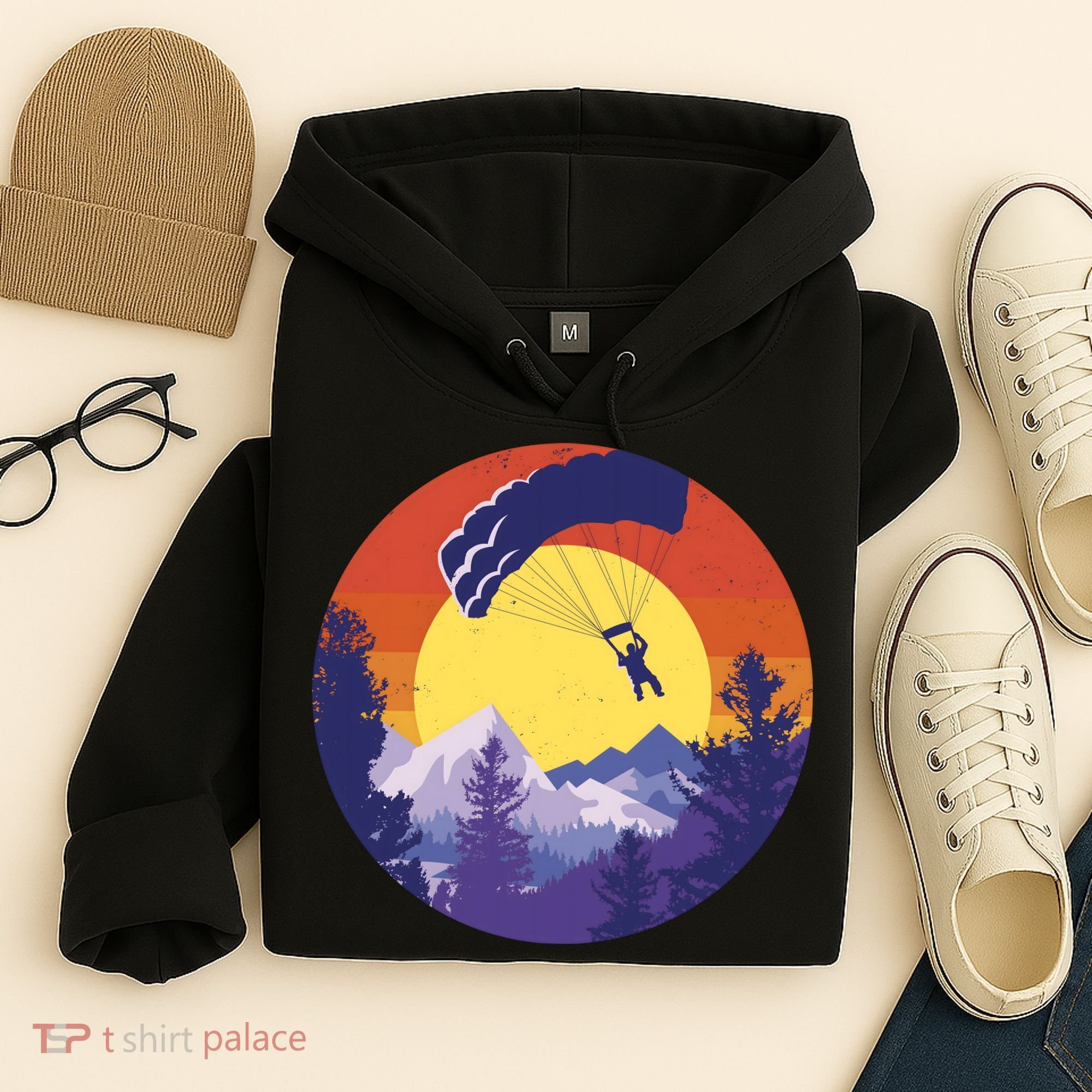 Parachute Skydiving Retro Sunset Hoodie