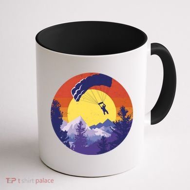 Parachute Skydiving Retro Sunset Coffee Mug back
