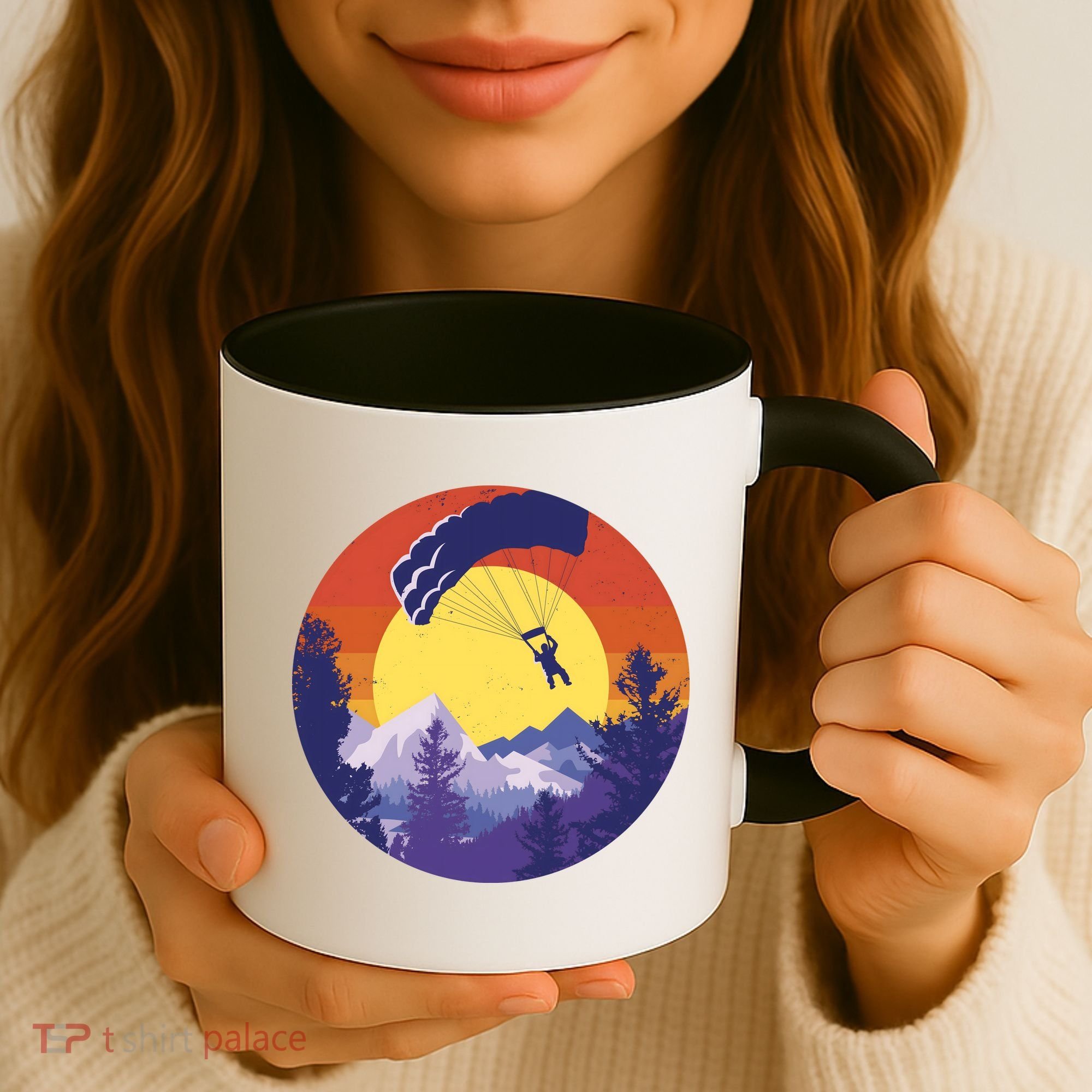 Parachute Skydiving Retro Sunset Coffee Mug