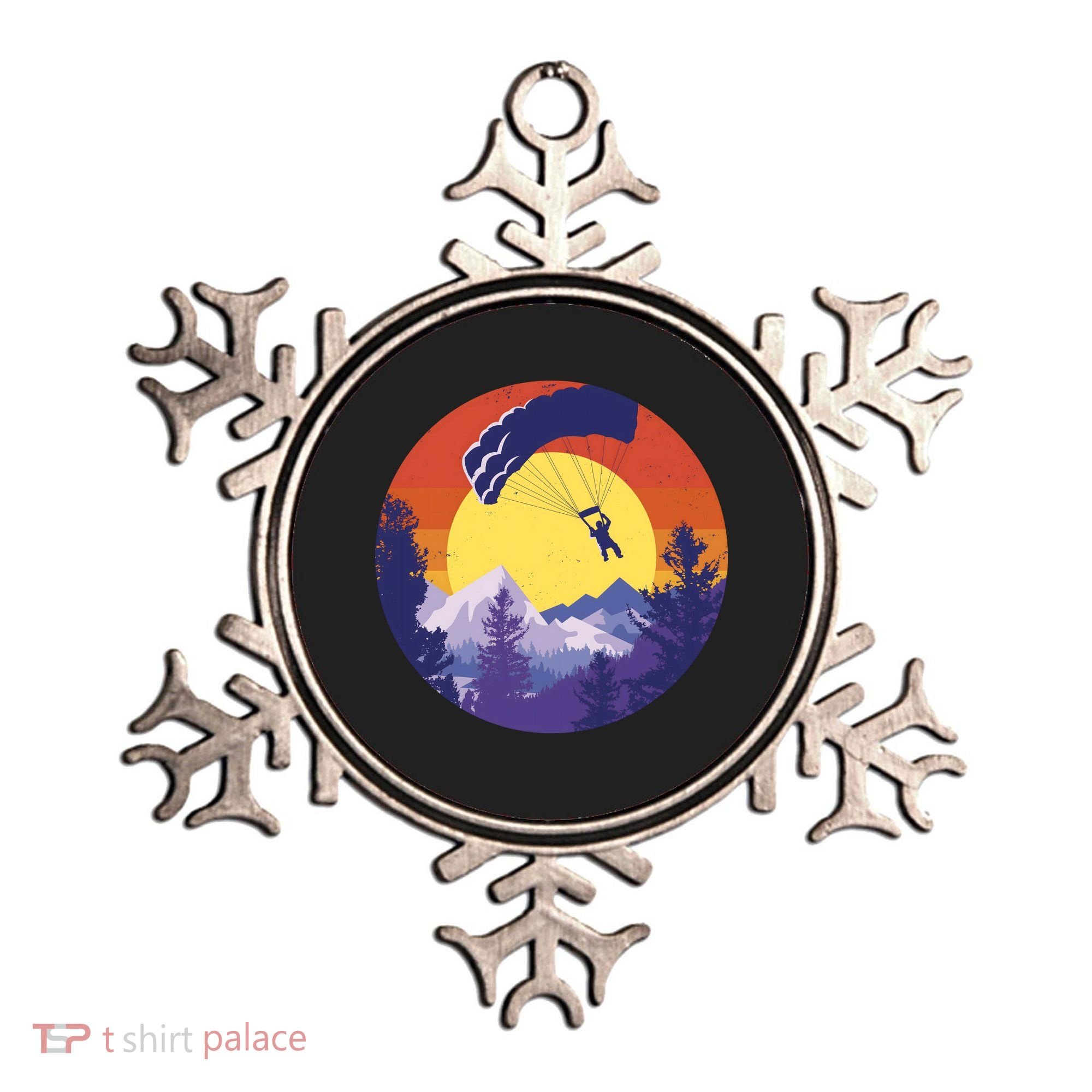 Parachute Skydiving Retro Sunset Ornament