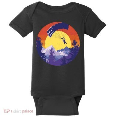 Parachute Skydiving Retro Sunset Baby Bodysuit
