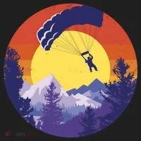 Parachute Skydiving Retro Sunset Golf Towel thumb 3