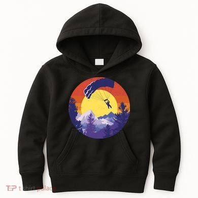 Parachute Skydiving Retro Sunset Kids Hoodie