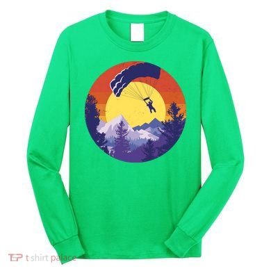 Parachute Skydiving Retro Sunset Long Sleeve Shirt