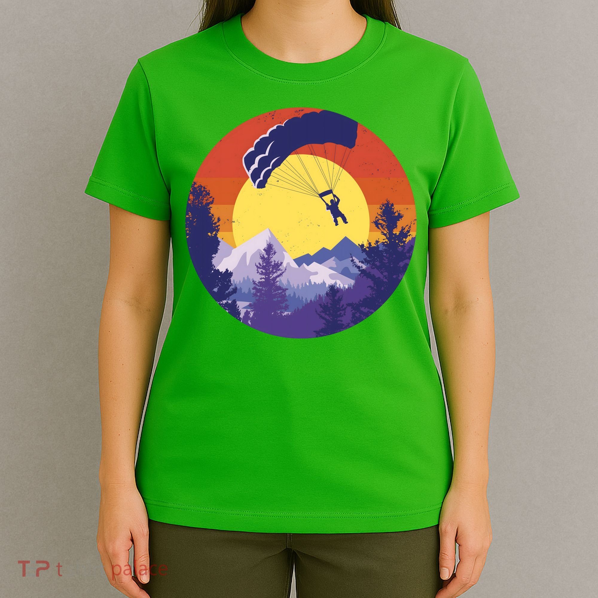 Parachute Skydiving Retro Sunset T-Shirt
