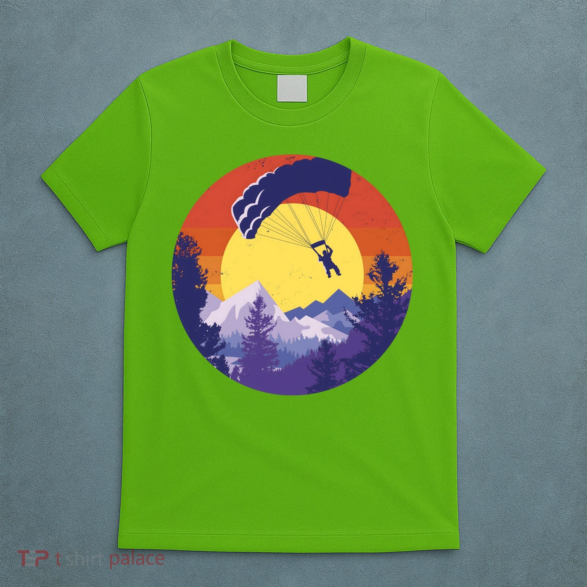 Parachute Skydiving Retro Sunset T-Shirt