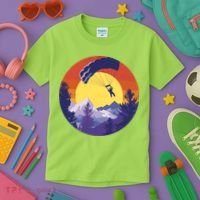 Parachute Skydiving Retro Sunset Kids T-Shirt thumb 3