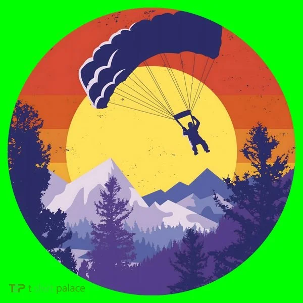 Parachute Skydiving Retro Sunset Kids T-Shirt
