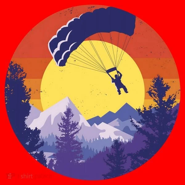 Parachute Skydiving Retro Sunset Santa Hat