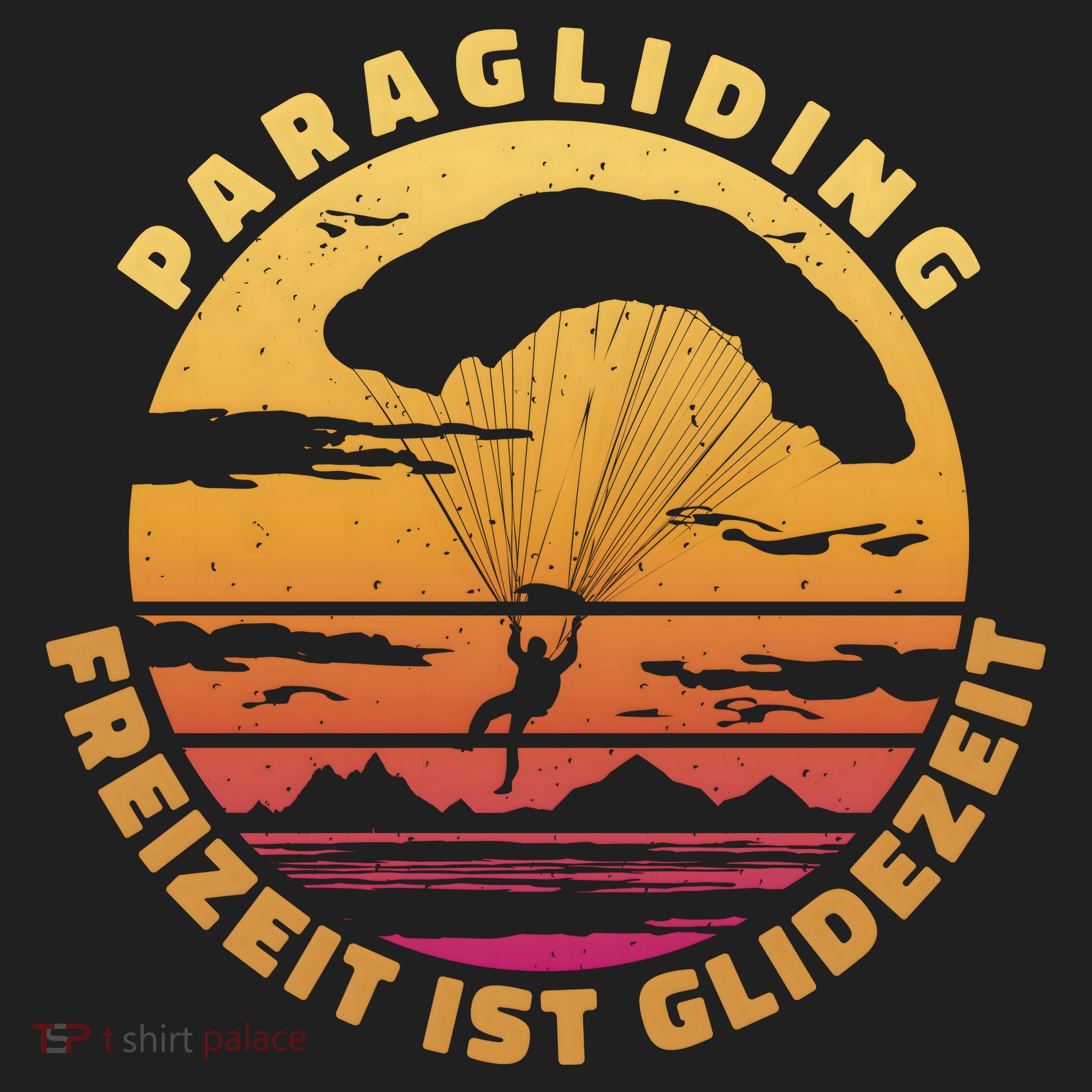 Paraglider Silhouette Retro Sunset Beanie