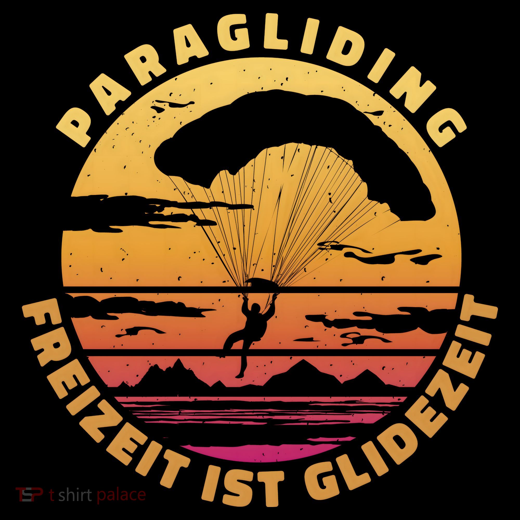 Paraglider Silhouette Retro Sunset Pajama Set