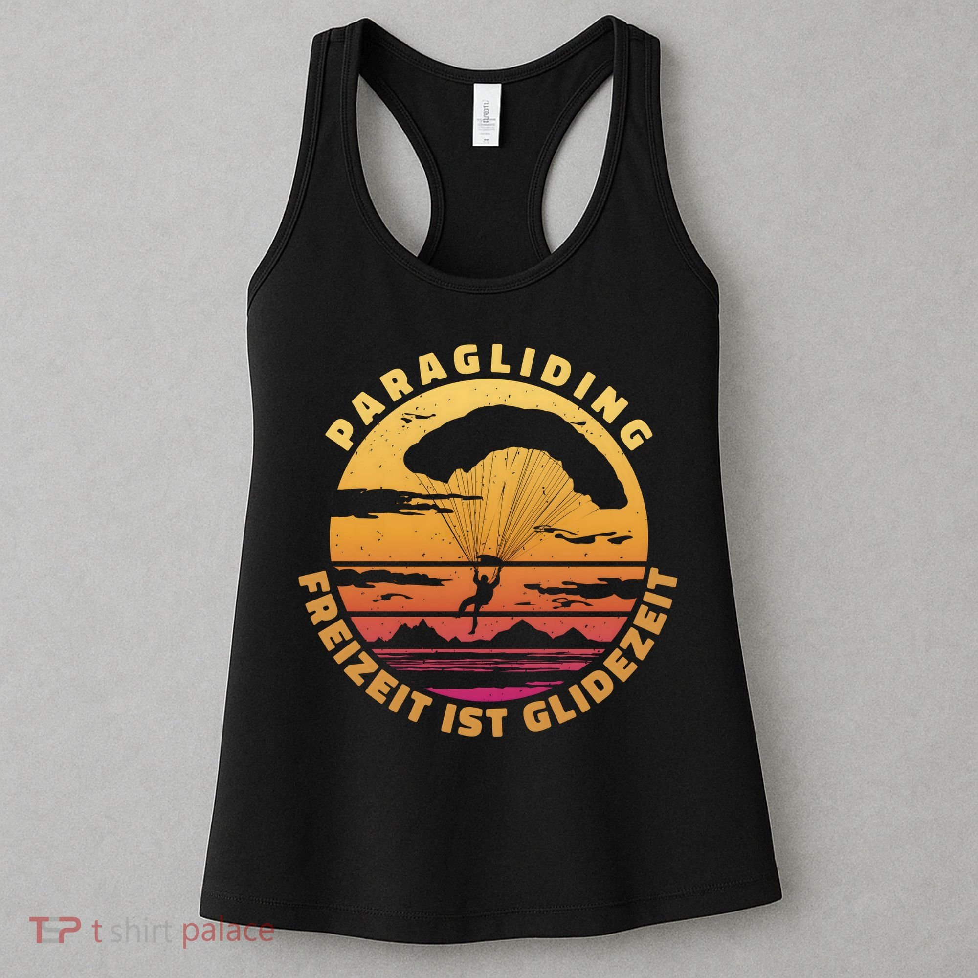 Paraglider Silhouette Retro Sunset Women's Tank Top